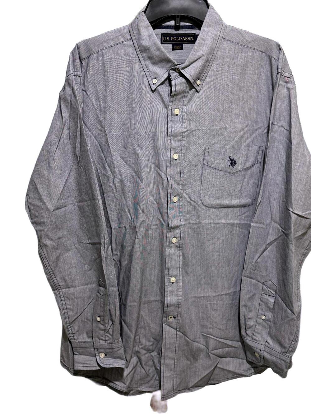 U.S. Polo Assn. Men's Blue/White Small Stripes Button-Up Shirt -Size Large